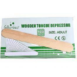 Que đè lưỡi gỗ tiệt trùng Greetmed Wooden Tongue Depressor (size người lớn) hộp 100 cái