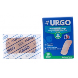 Băng cá nhân ít thấm nước Urgo Washproof Large (3.8 x 7.2cm) hộp 30 miếng